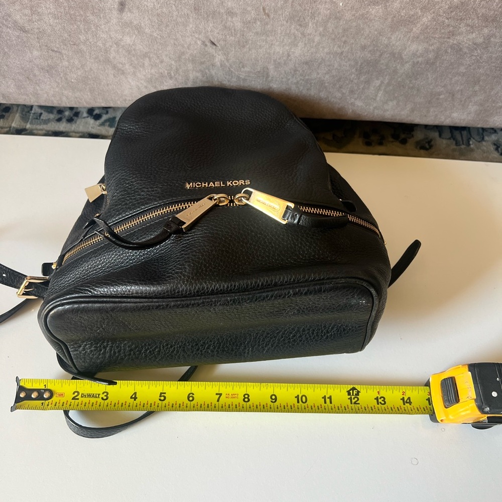 Michael Kors Black Pebbled Leather Small Backpack with Gold Hardware - Picture 6 of 8